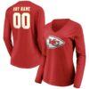 Kansas City Chiefs Fanatics Branded Women’s Team Authentic Personalized Name & Number Long Sleeve V-Neck T-Shirt – Red